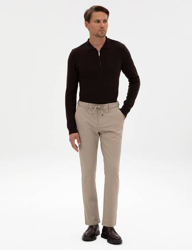 Bej Slim Fit Kanvas Pantolon