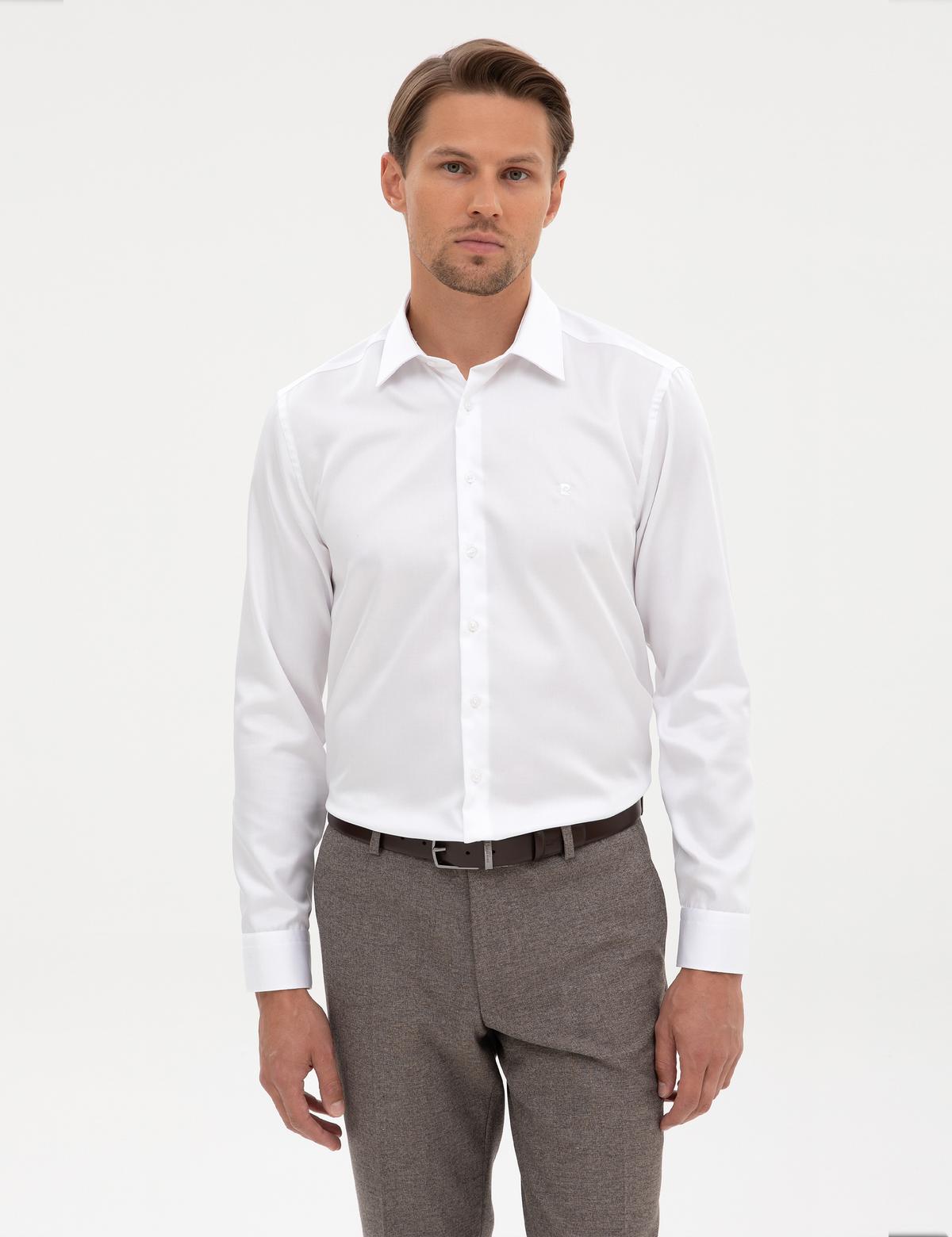 Beyaz Non Iron Kolay Ütülenebilir Slim Fit Gömlek - 50315254007