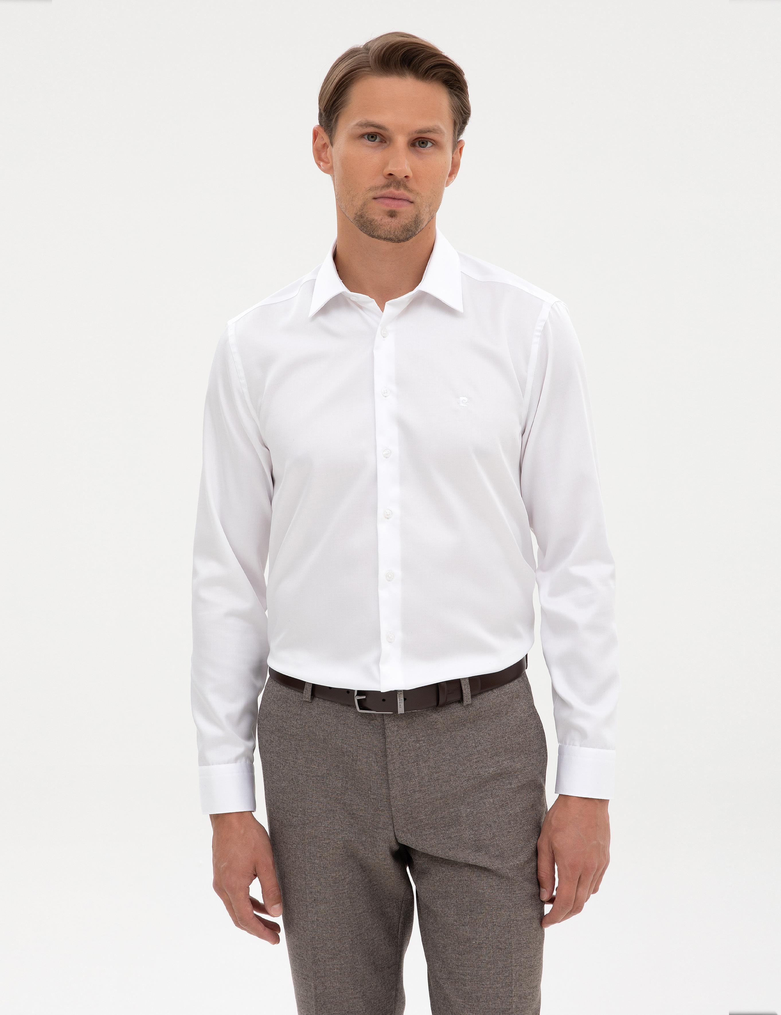 Beyaz Non Iron Kolay Ütülenebilir Slim Fit Gömlek