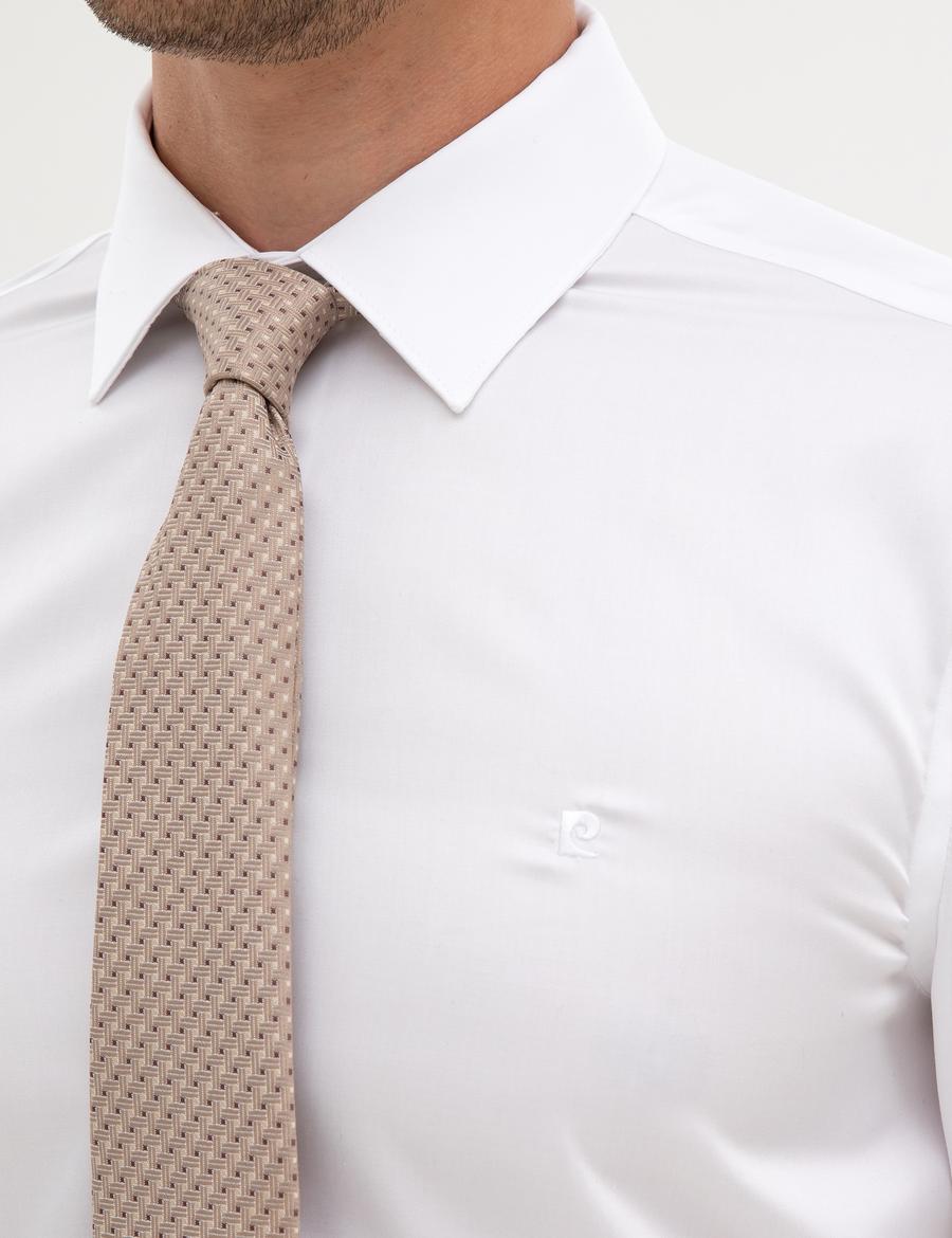 Beyaz Non Iron Kolay Ütülenebilir Slim Fit Gömlek