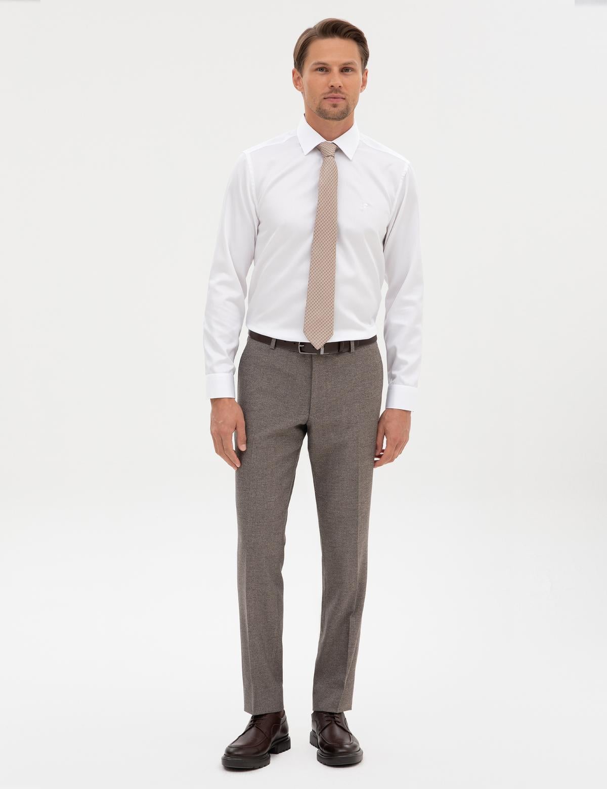 Beyaz Non Iron Kolay Ütülenebilir Slim Fit Gömlek - 50315254007