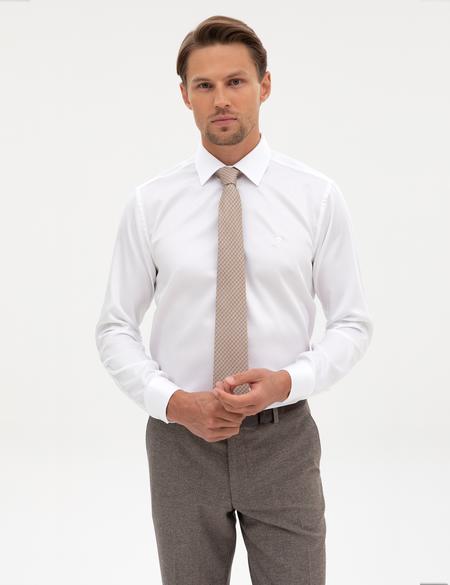 Beyaz Non Iron Kolay Ütülenebilir Slim Fit Gömlek - 50315254007