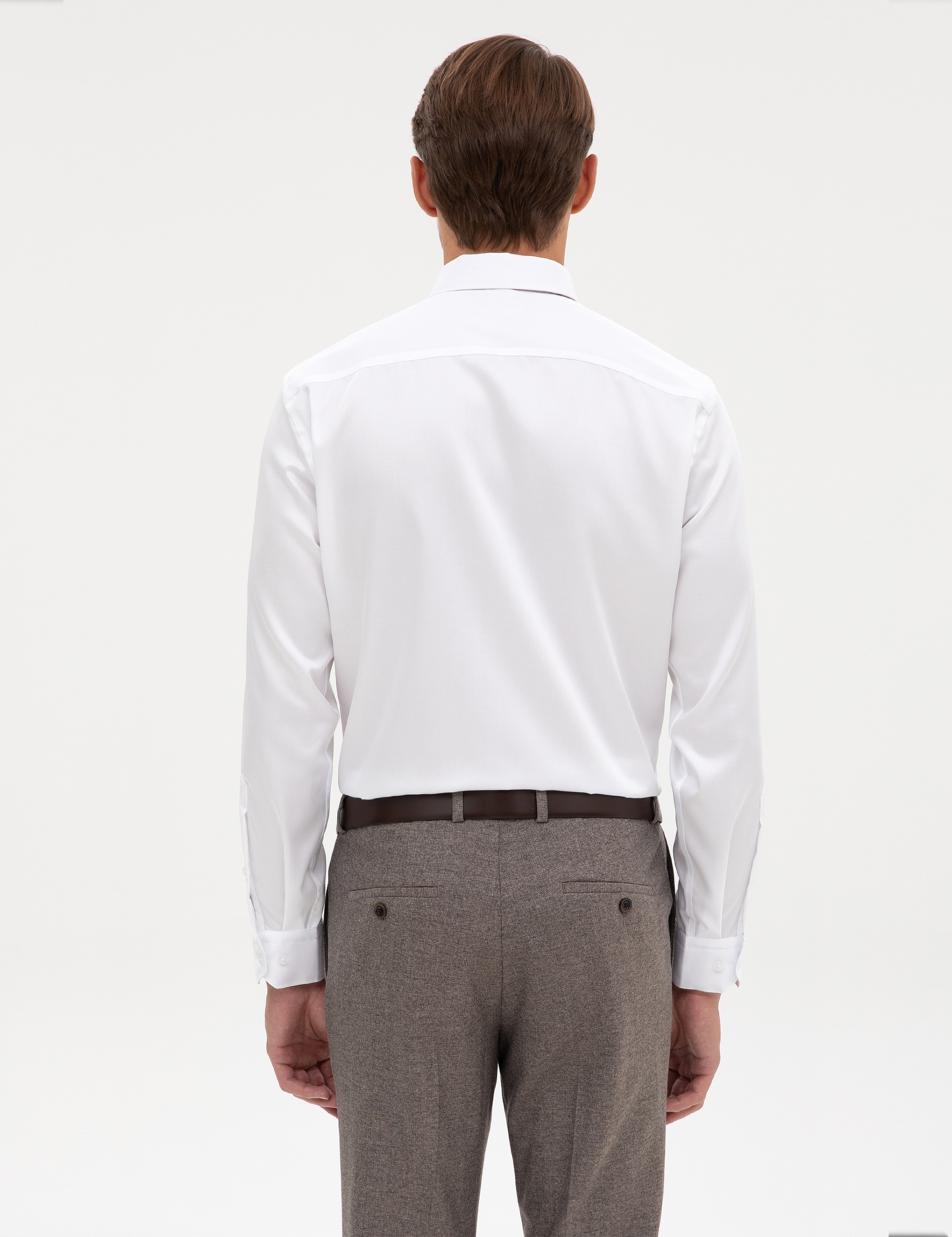 Beyaz Non Iron Kolay Ütülenebilir Slim Fit Gömlek - Image 5