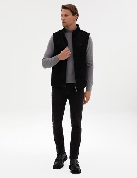 Siyah Suni Deri Ceket - 50318039009