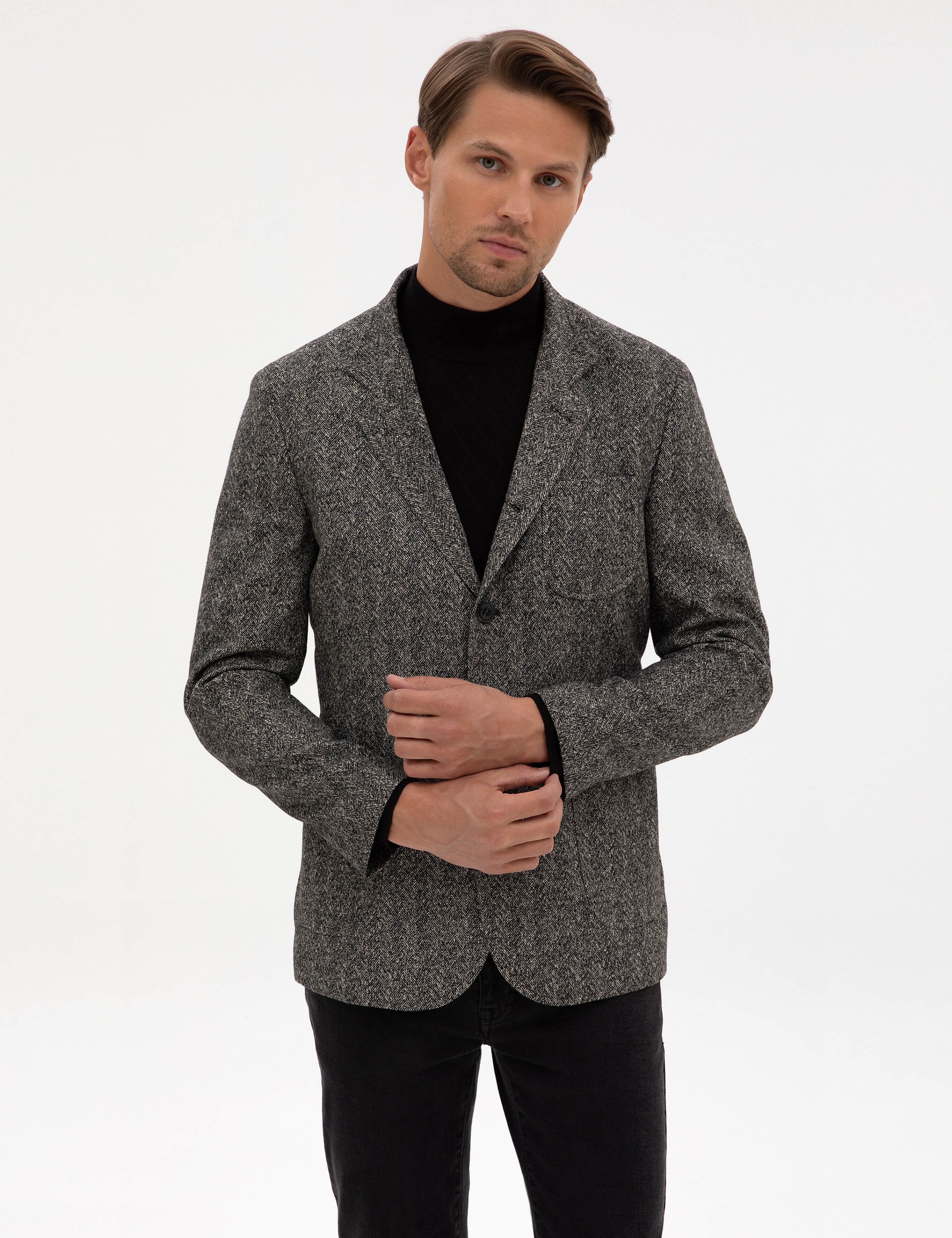 Siyah Slim Fit Ceket - Image 1