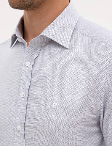 Açık Lacivert Mikro Desenli Fashion Yaka Slim Fit Gömlek