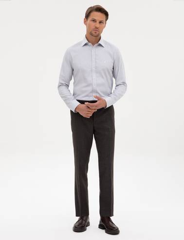 Açık Lacivert Mikro Desenli Fashion Yaka Slim Fit Gömlek
