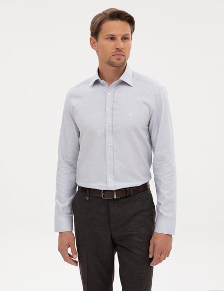 Açık Lacivert Mikro Desenli Fashion Yaka Slim Fit Gömlek - 50313798016