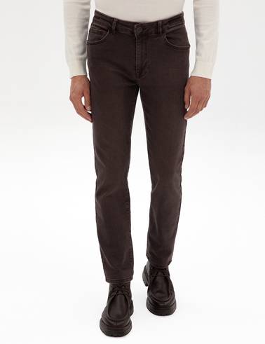 Kahverengi Slim Fit Jean Pantolon