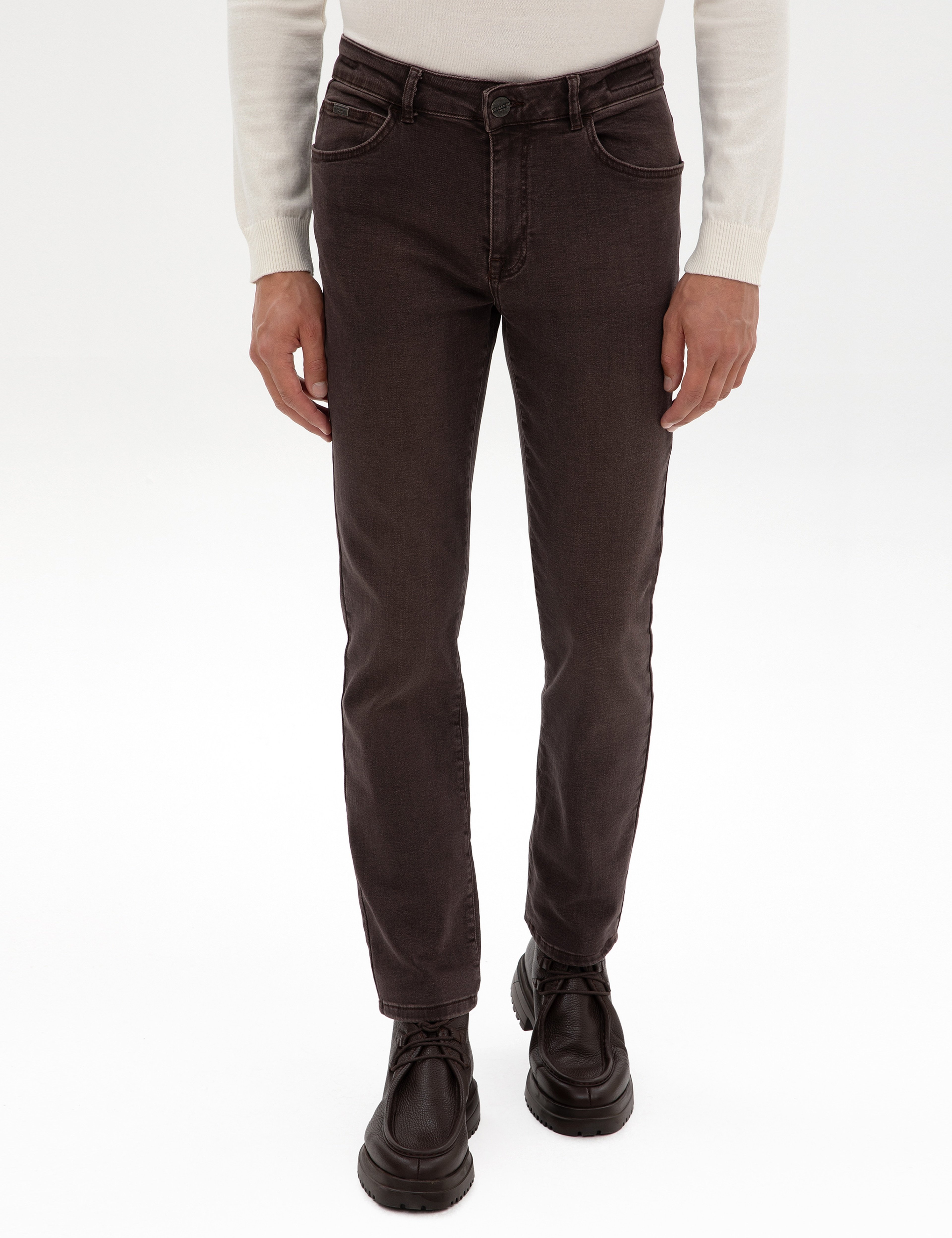 Kahverengi Slim Fit Jean Pantolon