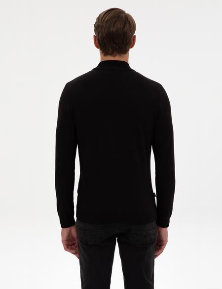 Siyah Slim Fit Yarım Balıkçı Yaka Triko Kazak - 50318128006