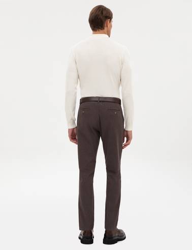 Koyu Kahverengi Slim Fit Kanvas Pantolon