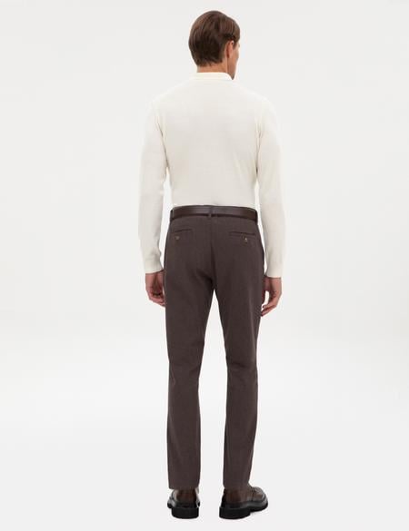 Koyu Kahverengi Slim Fit Kanvas Pantolon - 50317228197