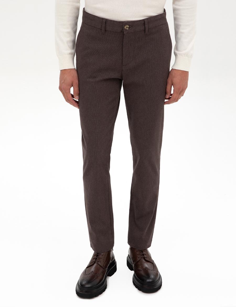 Koyu Kahverengi Slim Fit Kanvas Pantolon