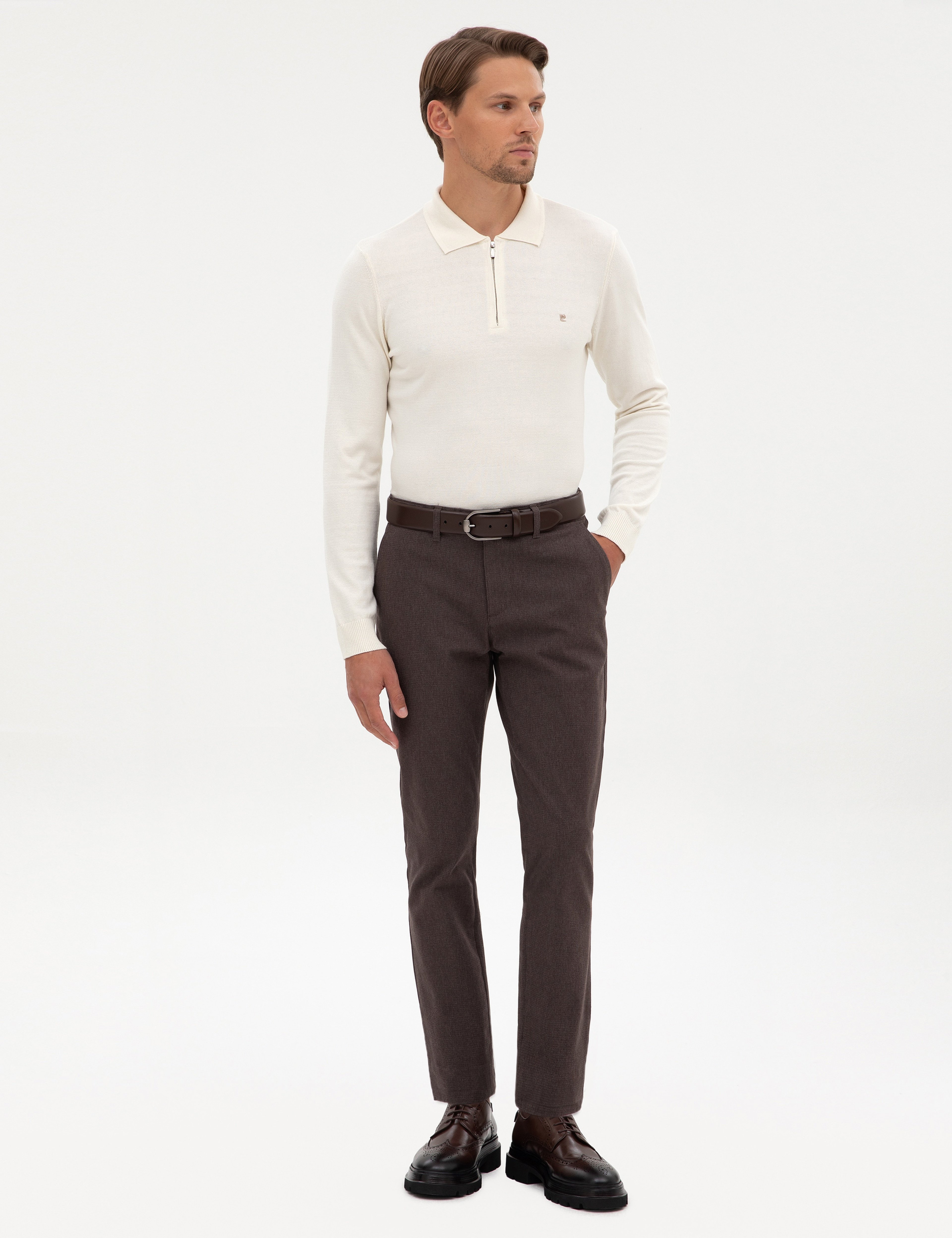 Koyu Kahverengi Slim Fit Kanvas Pantolon - Image 1