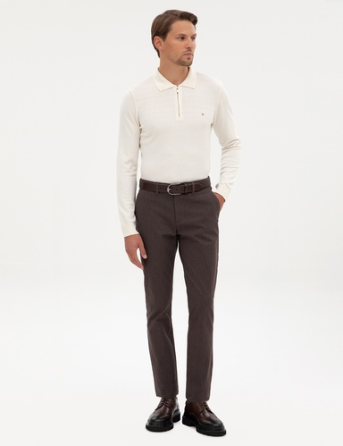 Koyu Kahverengi Slim Fit Kanvas Pantolon