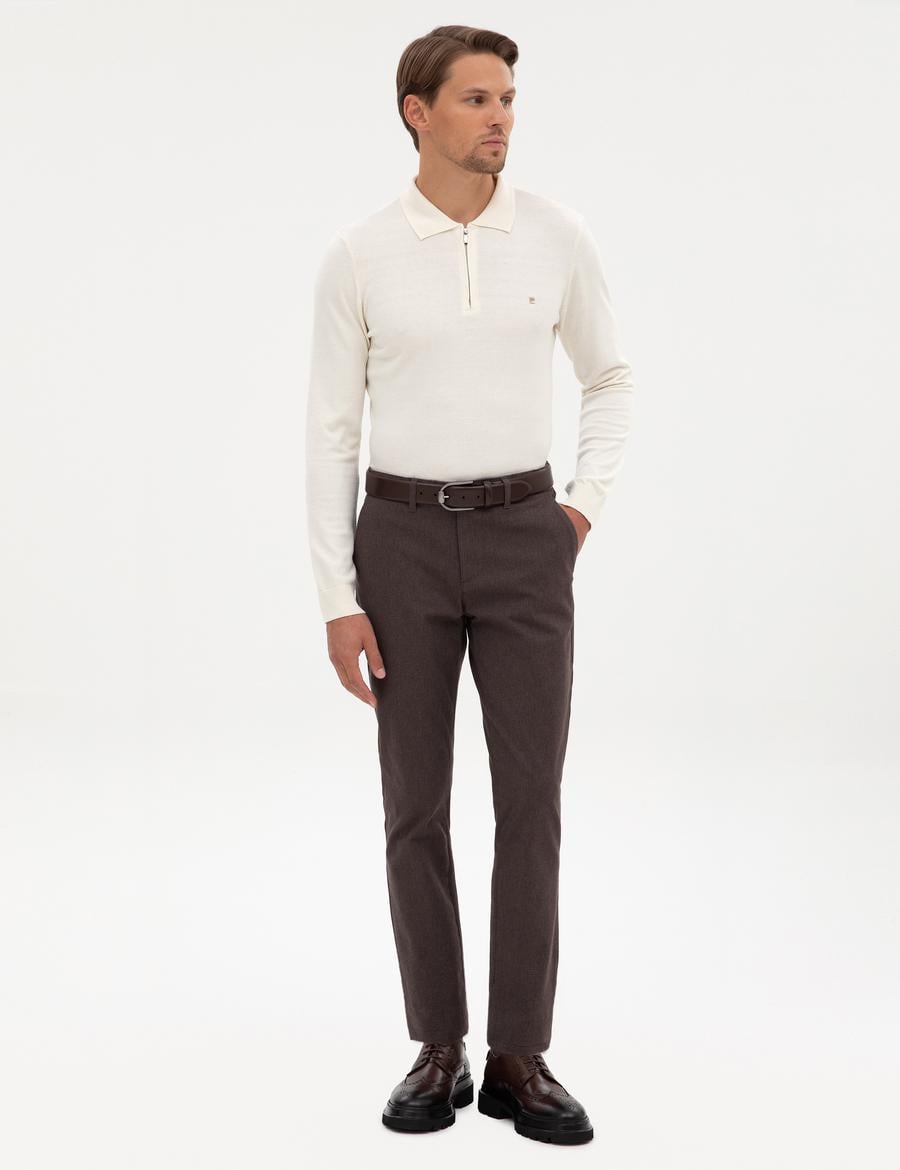 Koyu Kahverengi Slim Fit Kanvas Pantolon