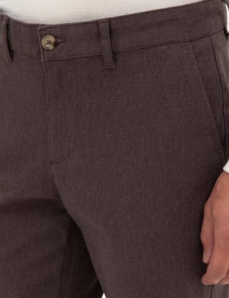 Koyu Kahverengi Slim Fit Kanvas Pantolon - 50317228197