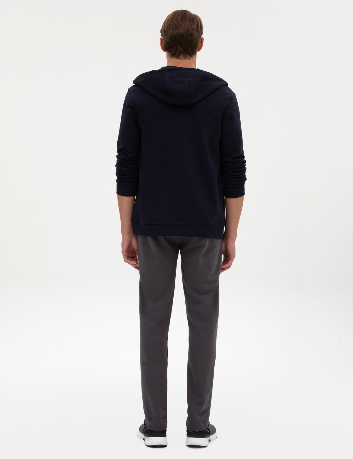 Antrasit Slim Fit Nervürlü Düz Paça Eşofman Altı - 50317659033