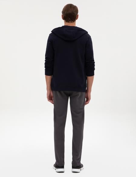 Antrasit Slim Fit Nervürlü Düz Paça Eşofman Altı - 50317659033