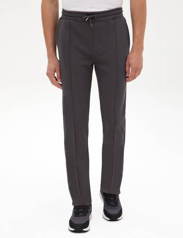 Antrasit Slim Fit Nervürlü Düz Paça Eşofman Altı