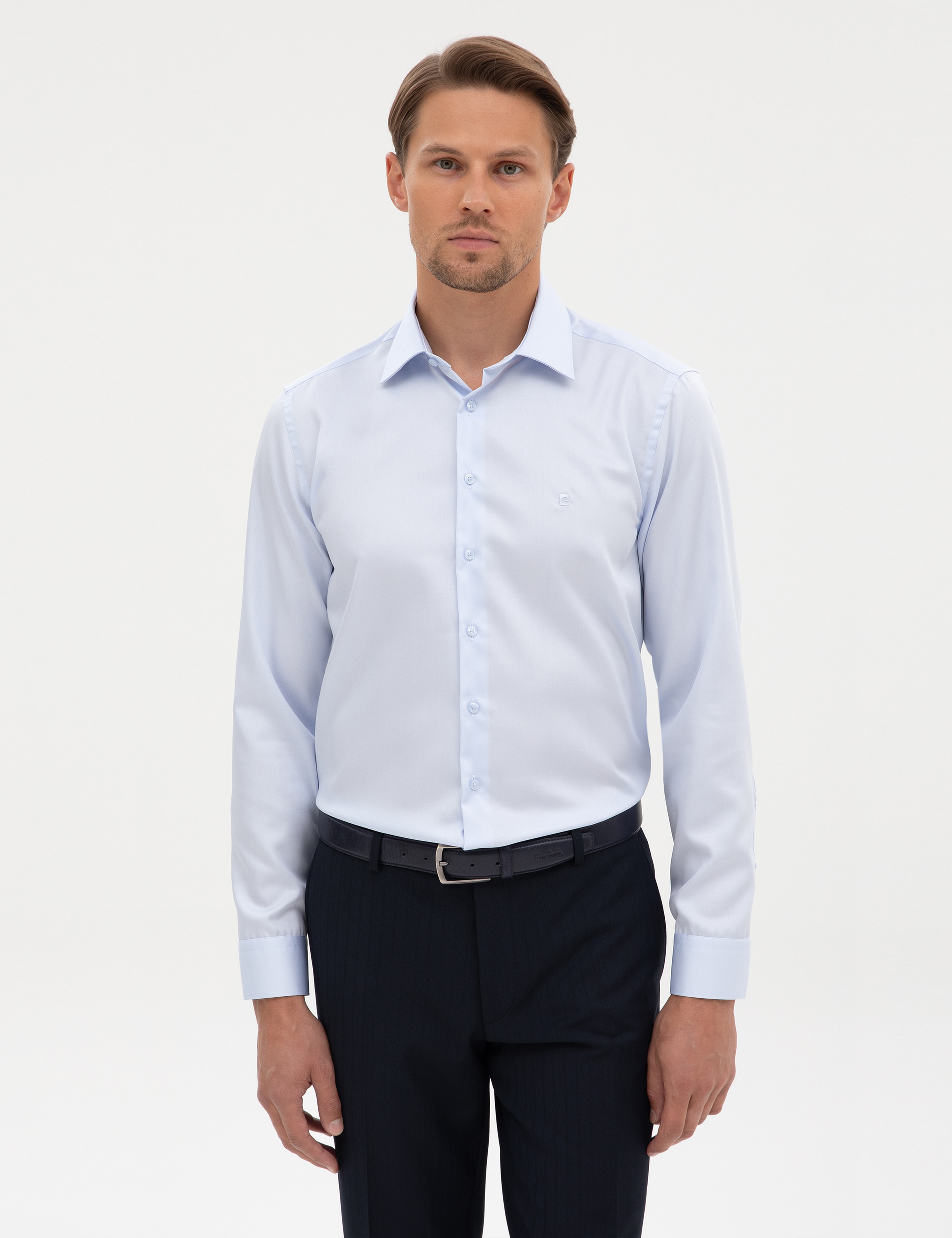 Açık Mavi Non Iron Kolay Ütülenebilir Slim Fit Gömlek - Image 3