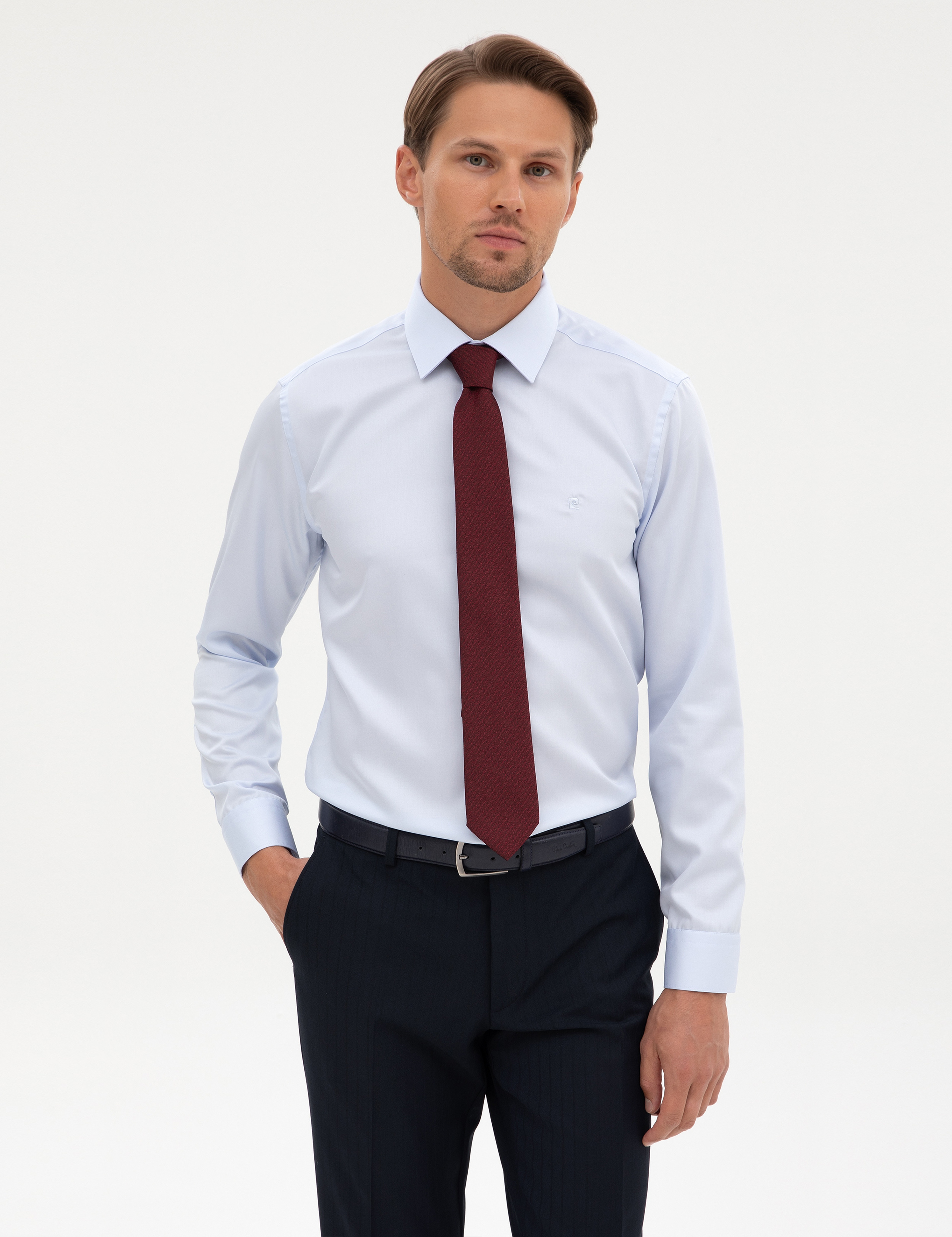 Açık Mavi Non Iron Kolay Ütülenebilir Slim Fit Gömlek - Image 1