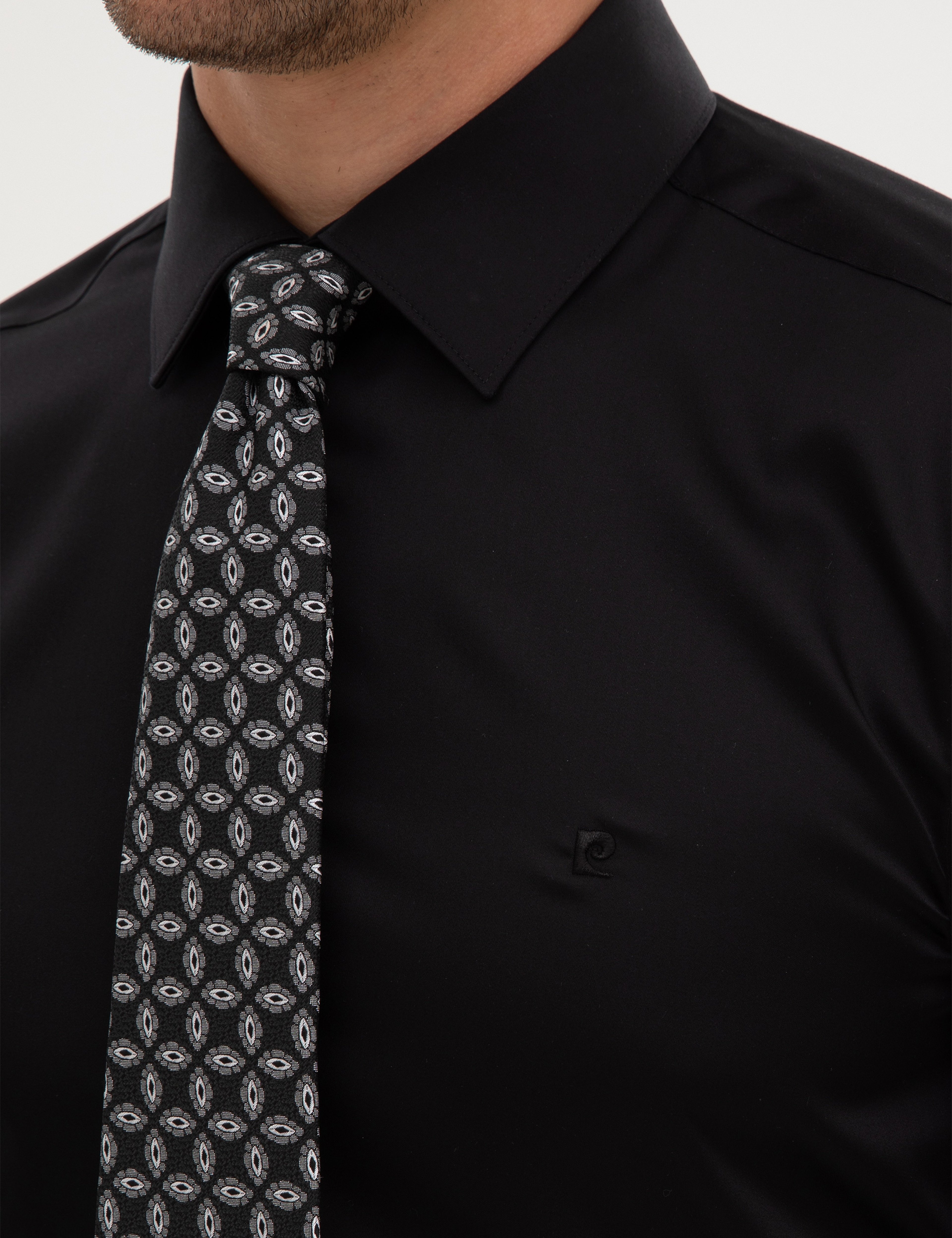 Siyah Non Iron Kolay Ütülenebilir Slim Fit Gömlek - Image 7
