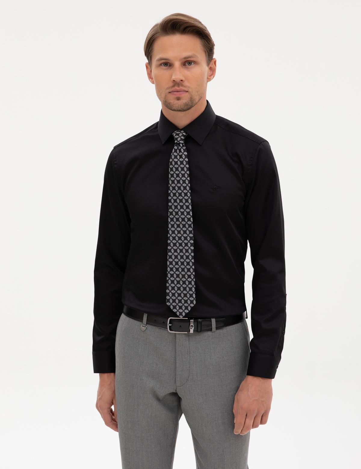 Siyah Non Iron Kolay Ütülenebilir Slim Fit Gömlek