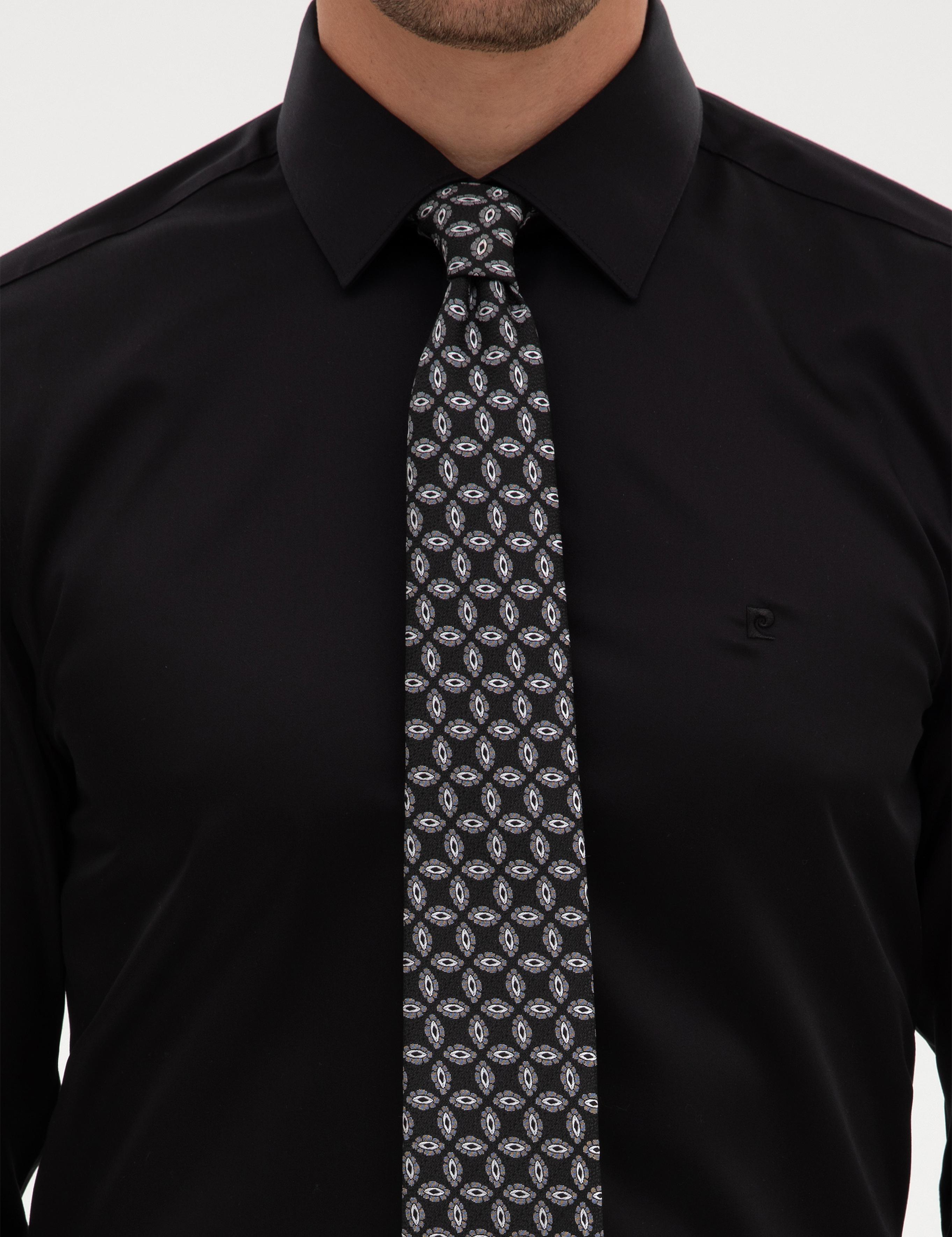 Siyah Non Iron Kolay Ütülenebilir Slim Fit Gömlek