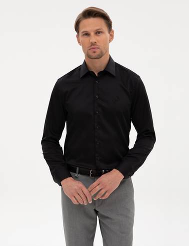 Siyah Non Iron Kolay Ütülenebilir Slim Fit Gömlek