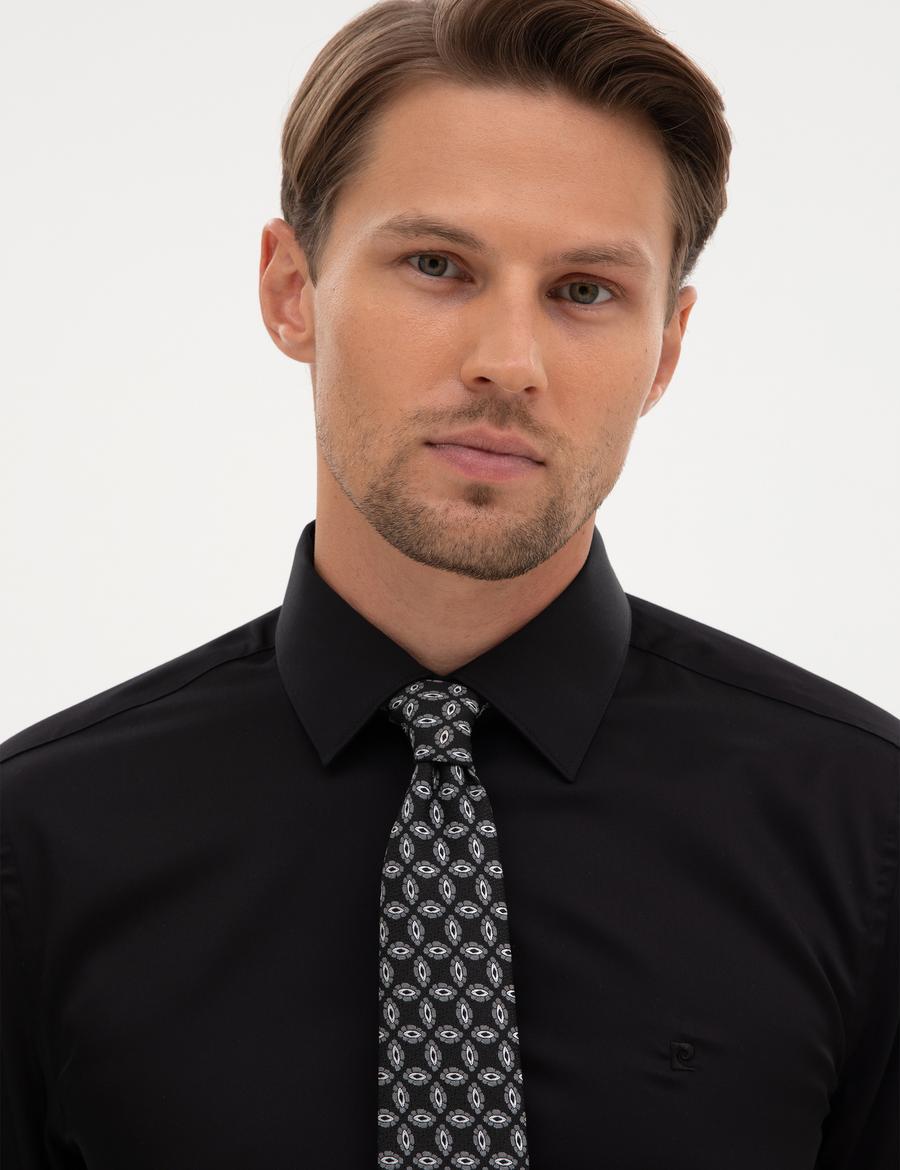 Siyah Non Iron Kolay Ütülenebilir Slim Fit Gömlek