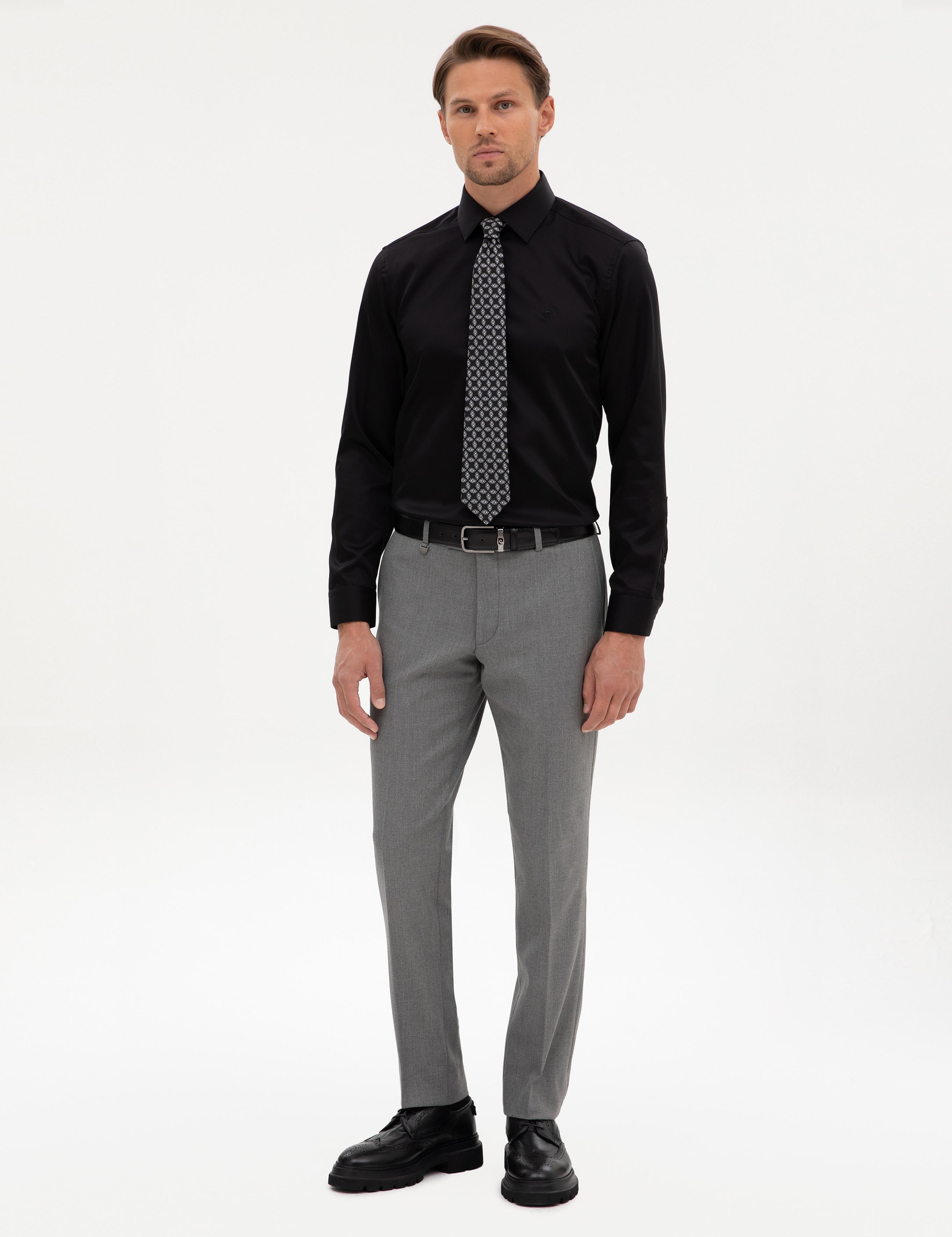 Siyah Non Iron Kolay Ütülenebilir Slim Fit Gömlek