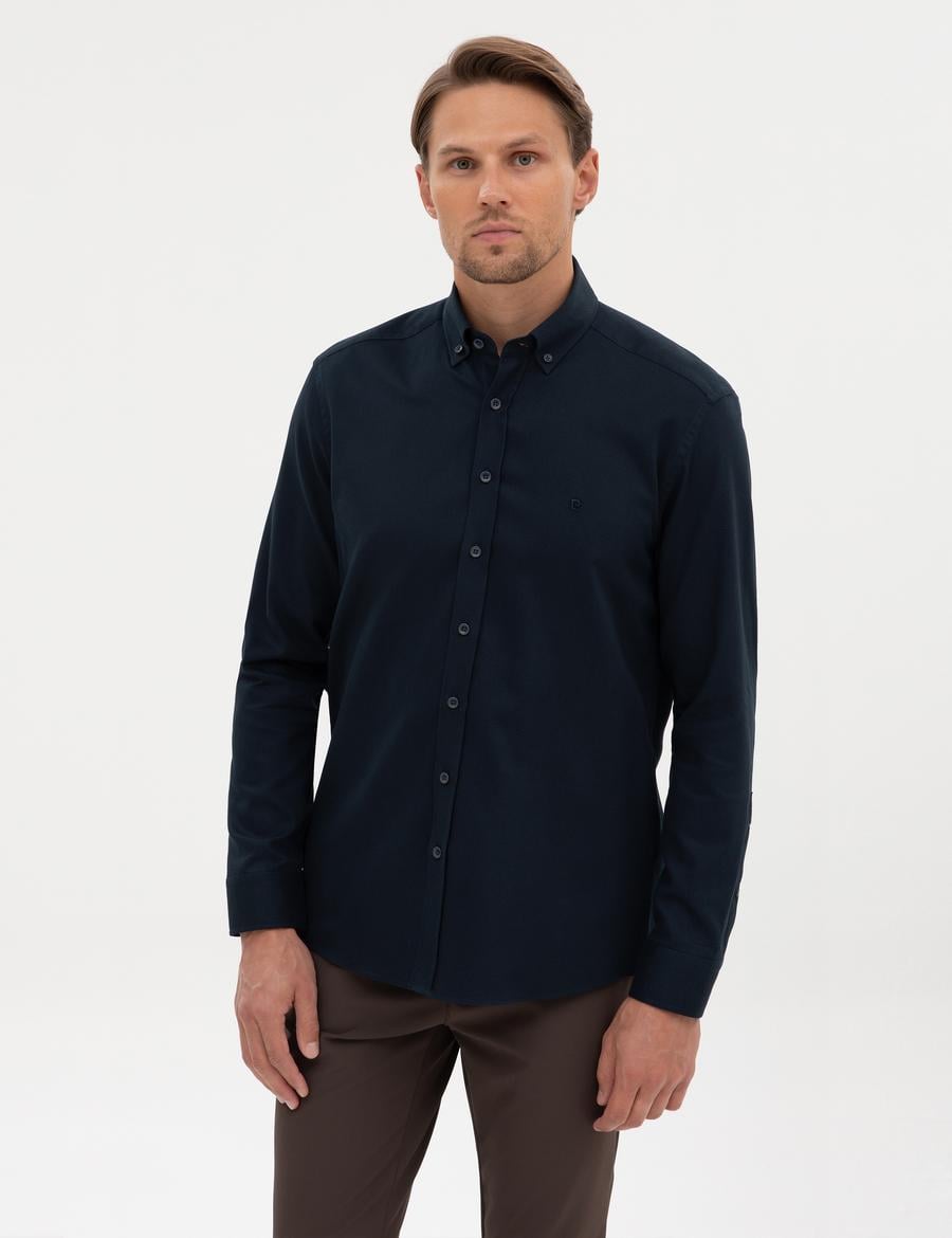 Lacivert Regular Fit Uzun Kollu Gömlek