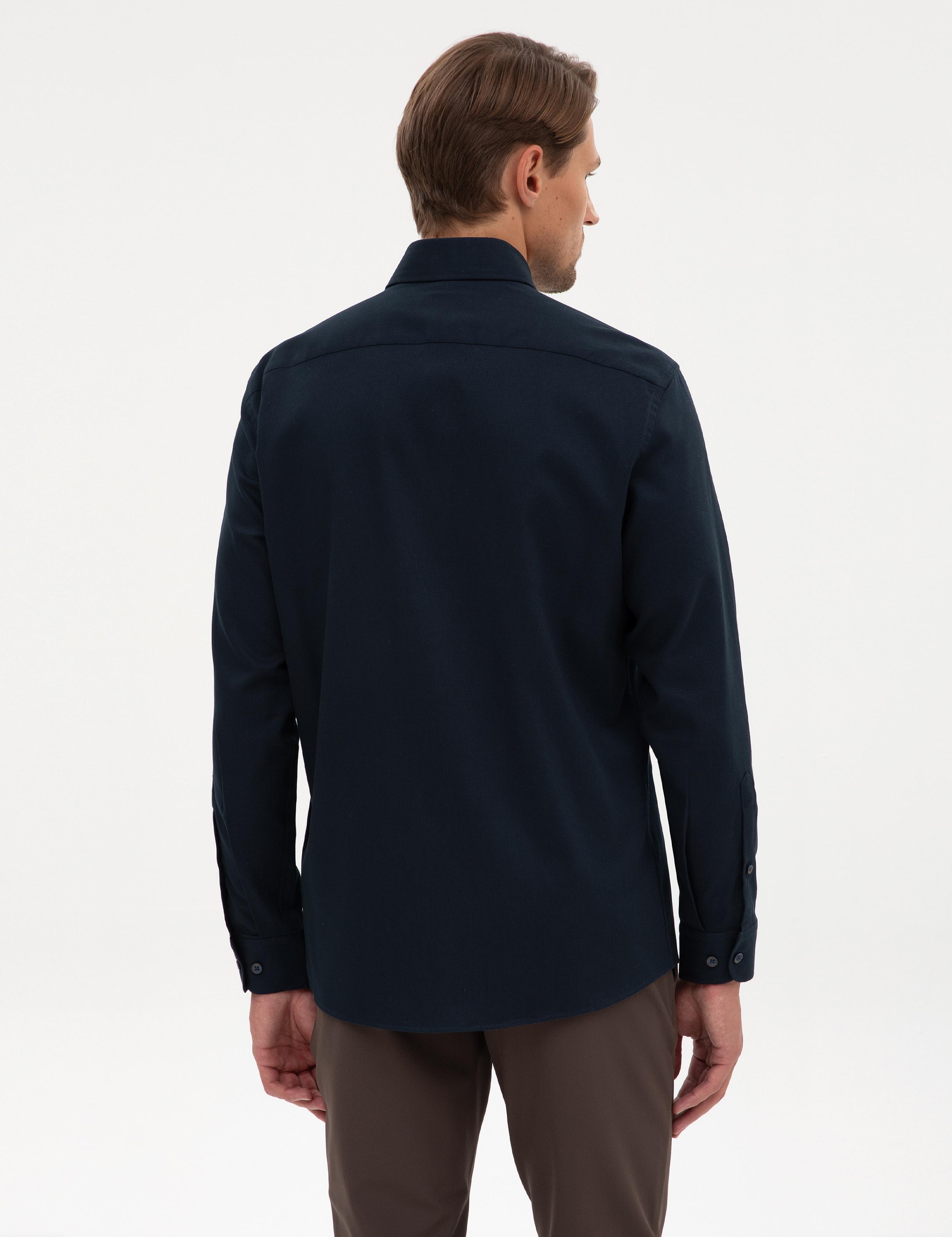 Lacivert Regular Fit Uzun Kollu Gömlek
