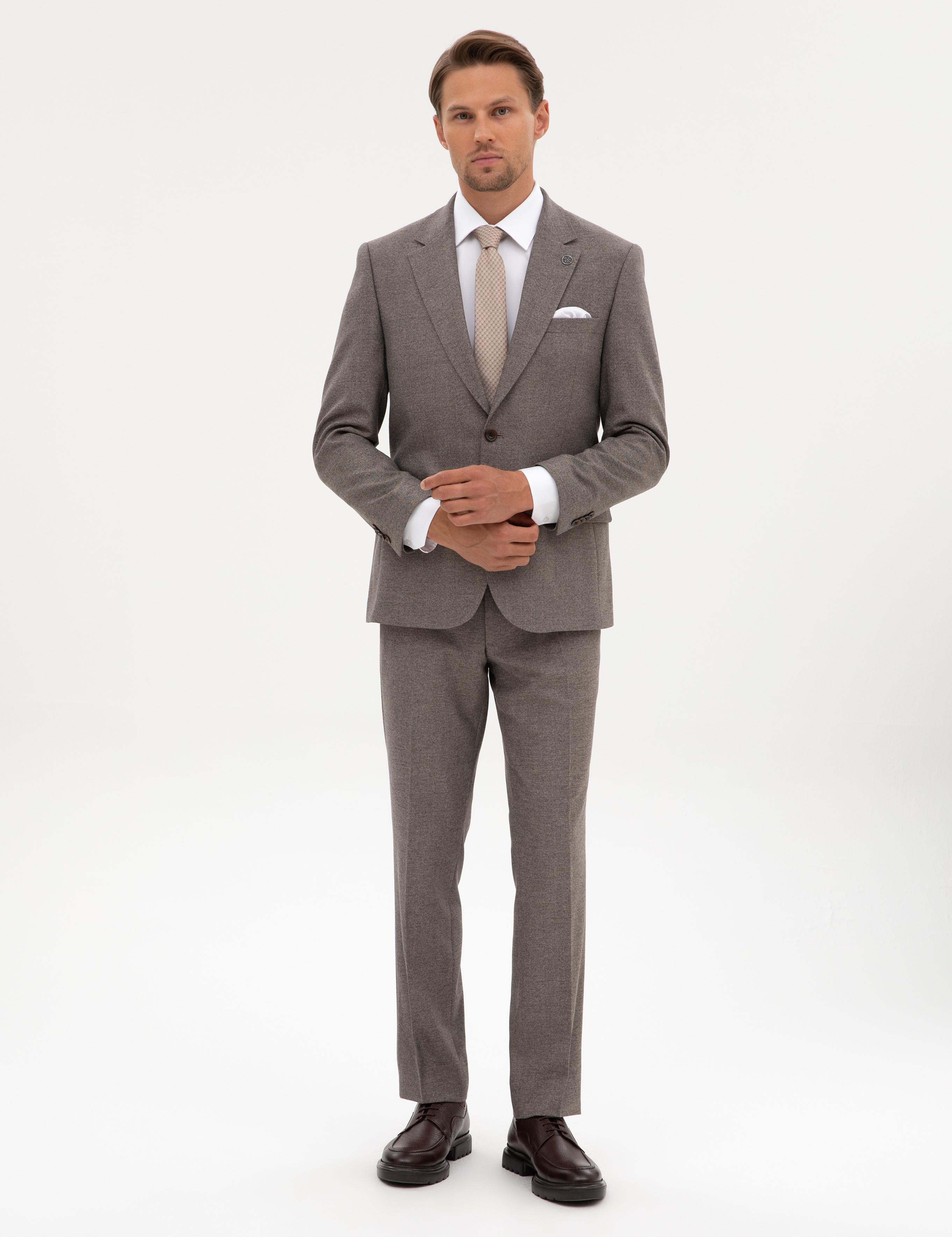 Açık Kahverengi Slim Fit Takım Elbise