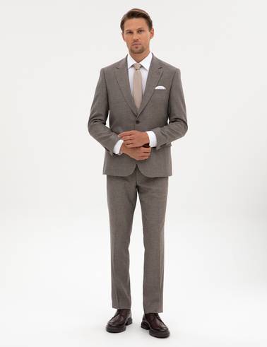 Açık Kahverengi Slim Fit Takım Elbise