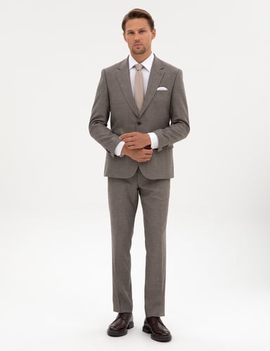 Açık Kahverengi Slim Fit Takım Elbise
