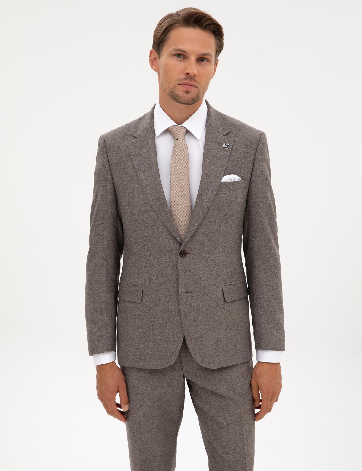 Açık Kahverengi Slim Fit Takım Elbise - 50316320005