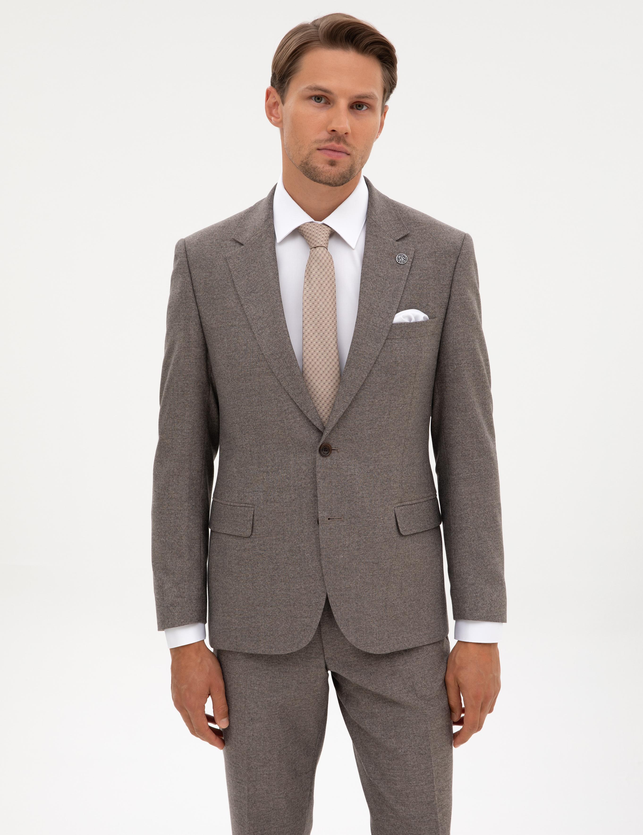 Açık Kahverengi Slim Fit Takım Elbise