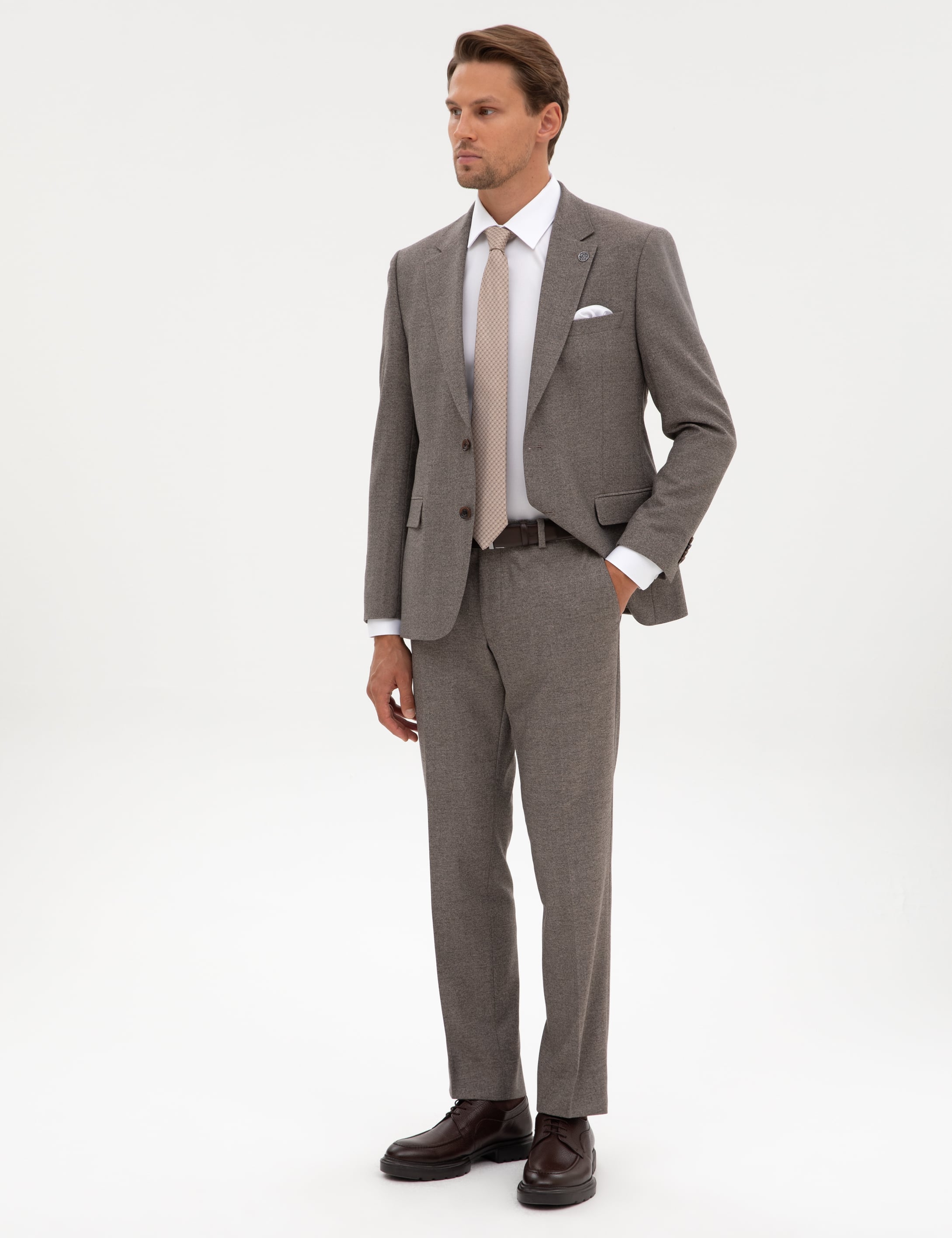 Açık Kahverengi Slim Fit Takım Elbise - Image 4