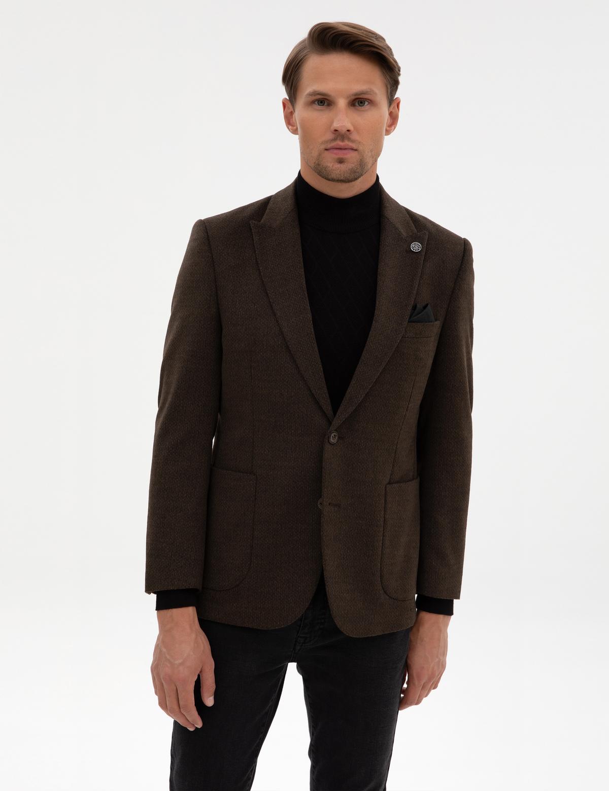 Kahverengi Slim Fit Ceket