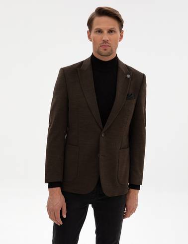 Kahverengi Slim Fit Ceket