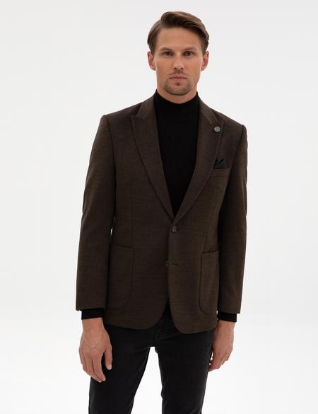 Kahverengi Slim Fit Ceket - 50316305056