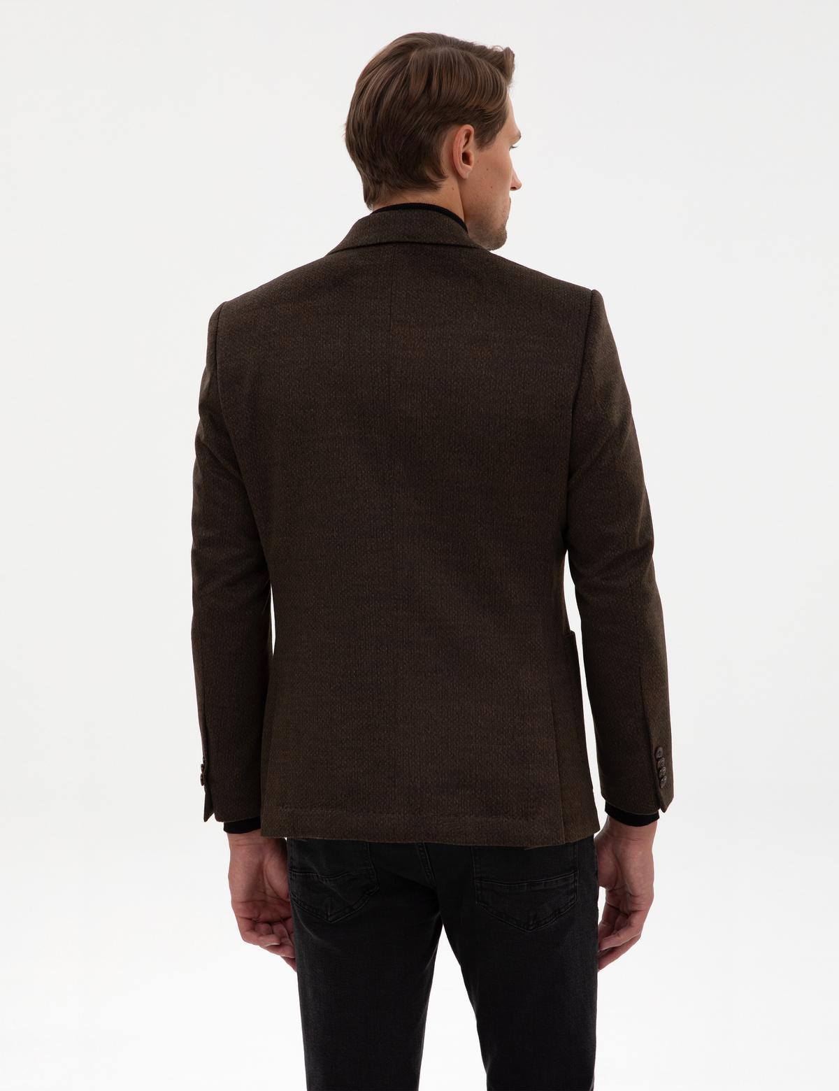 Kahverengi Slim Fit Ceket - 50316305056
