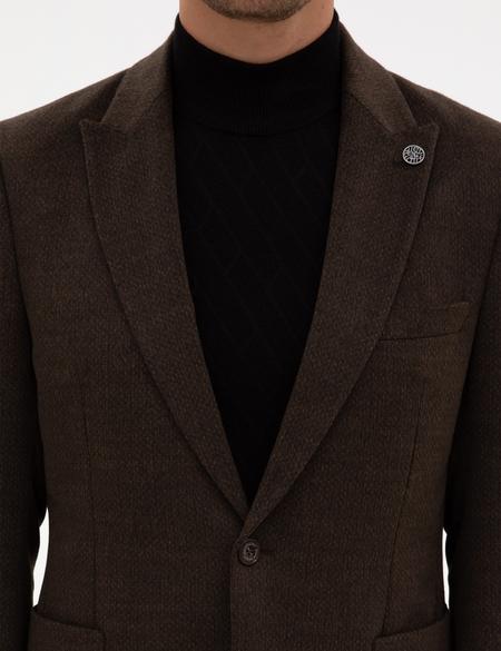 Kahverengi Slim Fit Ceket - 50316305056