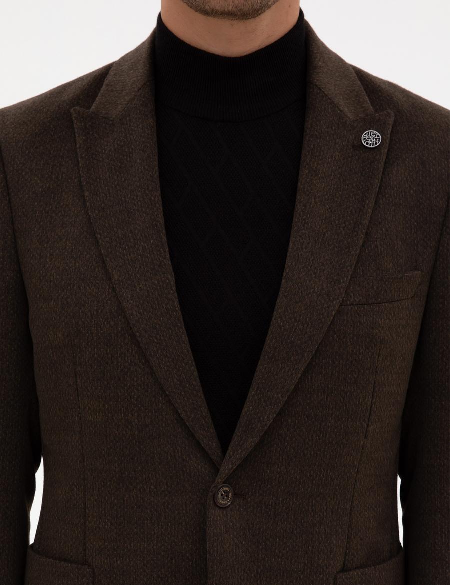 Kahverengi Slim Fit Ceket