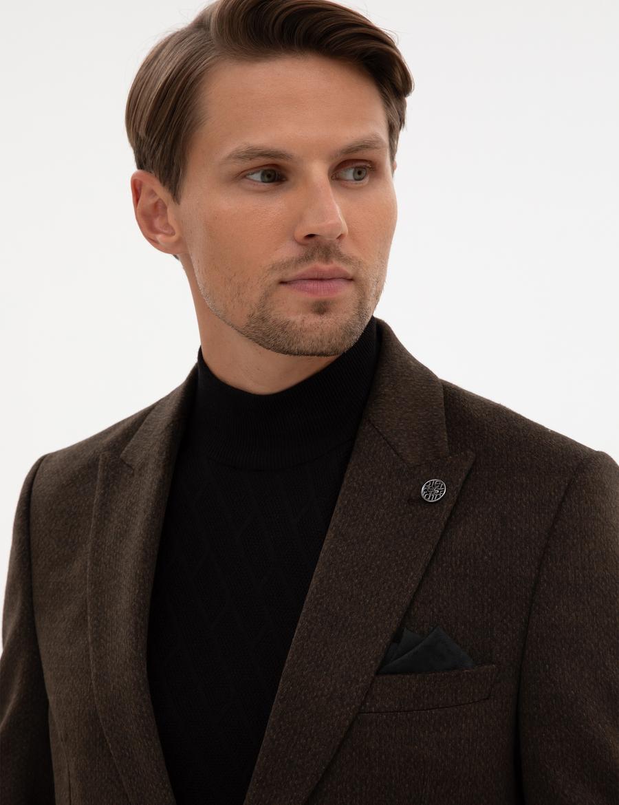 Kahverengi Slim Fit Ceket