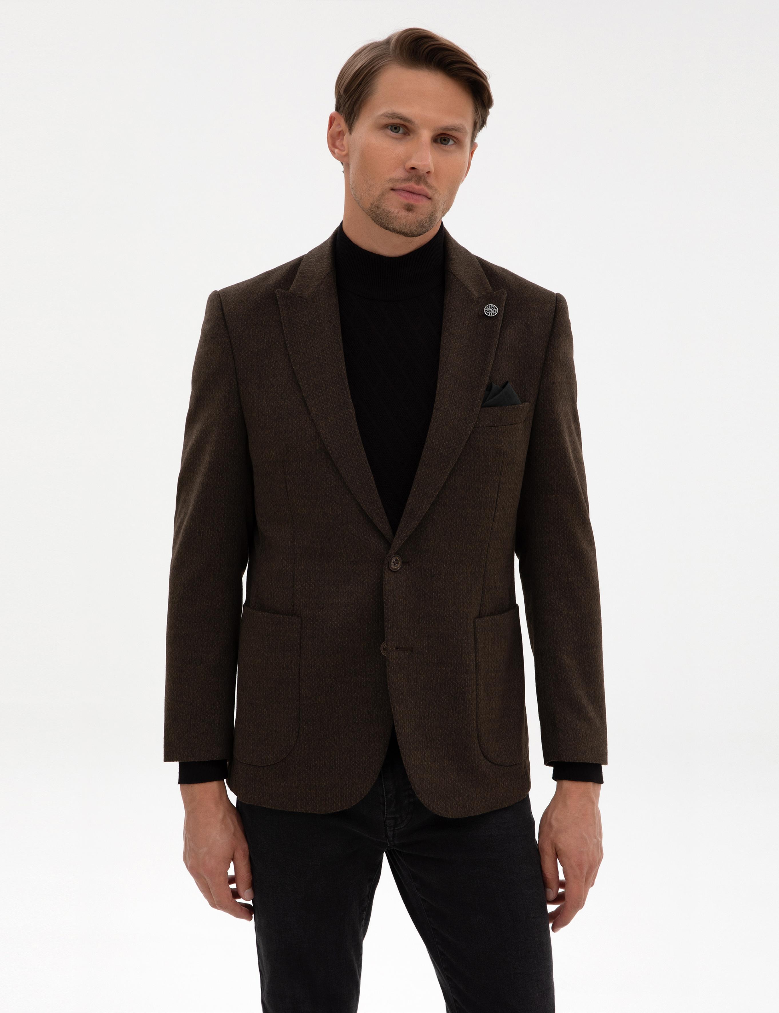 Kahverengi Slim Fit Ceket