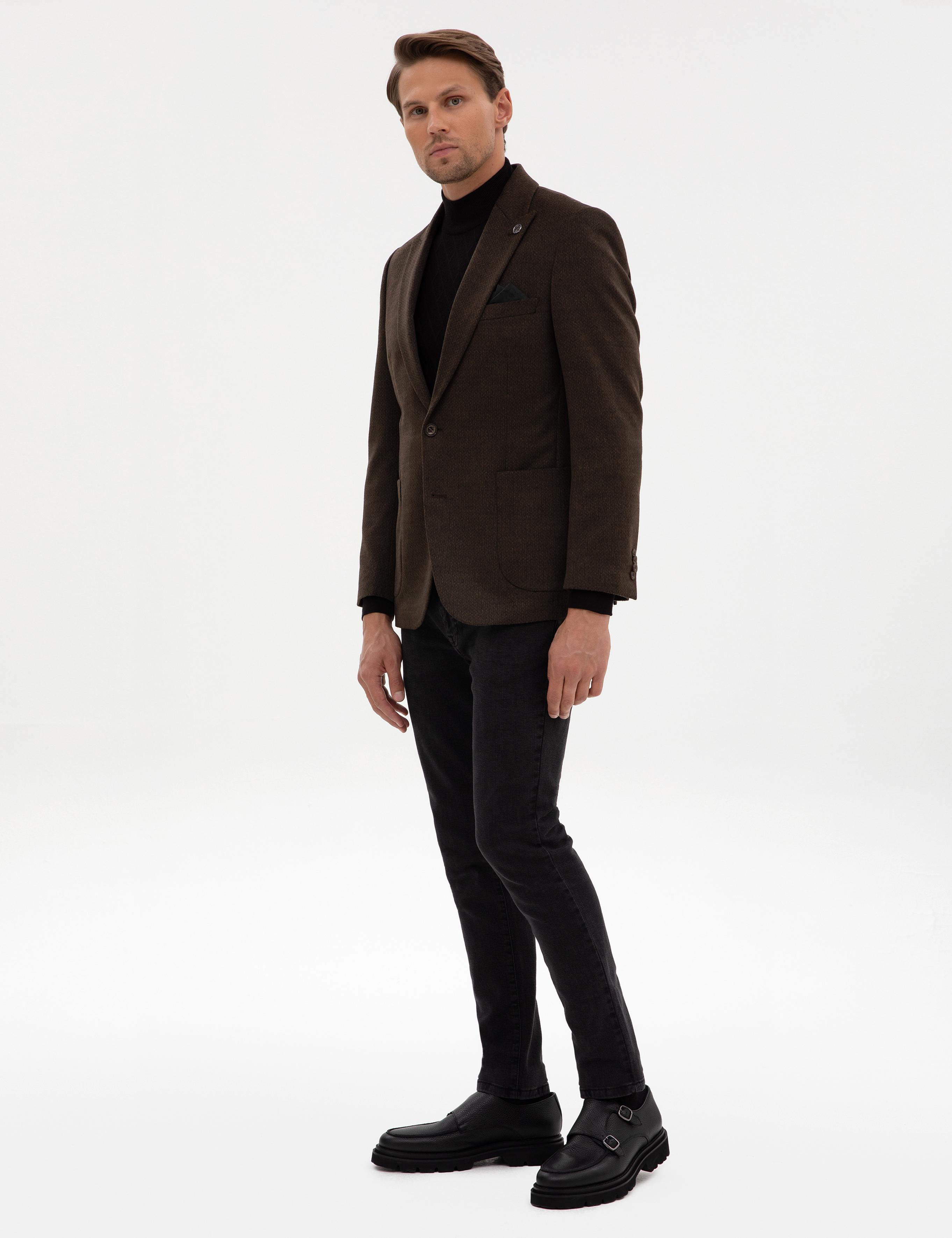 Kahverengi Slim Fit Ceket